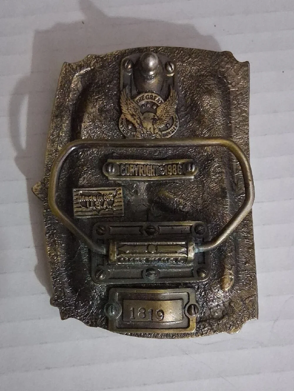 Vintage 1986 The Great American Buckle Co Ironworker Belt Buckle Made In USA